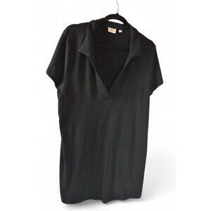 Aritzia Wilfred Free Black Collared V-Neck Short Sleeve Top XL